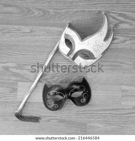 Masquerade masks in black and white