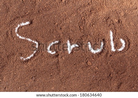 coffee ground with scrub text on