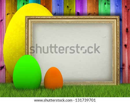 Easter eggs and picture frame