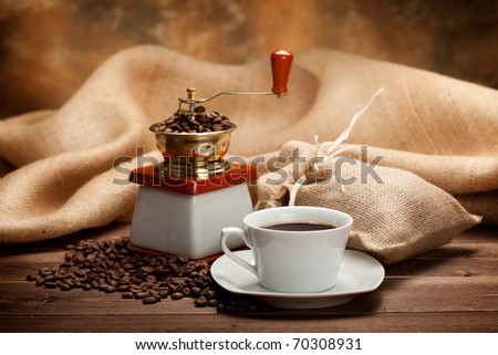 Cafe - coffee cup and beans