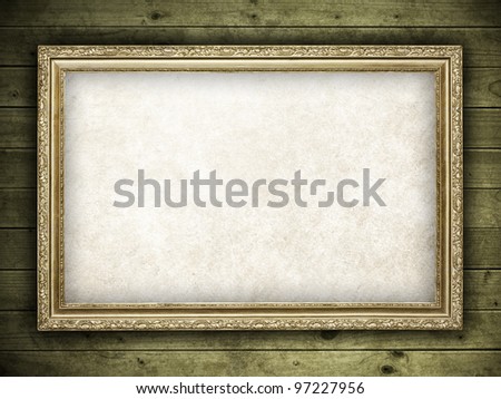 Template design - old frame on wood background