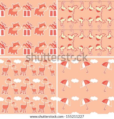 Baby pattern set with cute baby animals