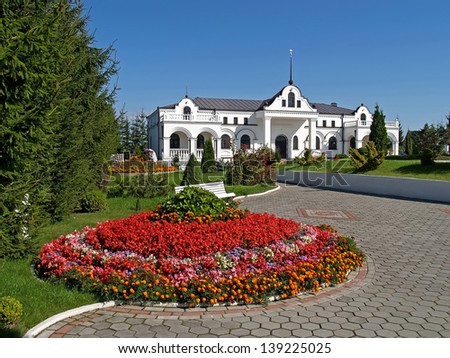 The square in the territory of the orthodox temple. Bagrationovsk, Russia