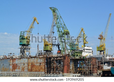 Dock of ship-repair plant