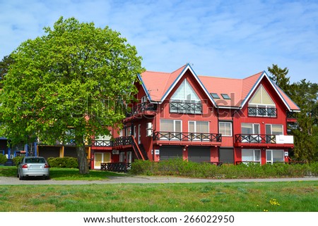 NIDA, LITHUANIA - MAY 11, 2013: The guest house in Nida