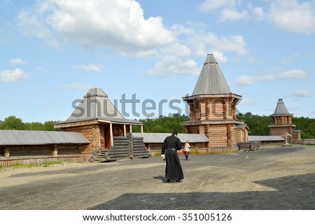 The monk goes across the territory of the Sacred and Troitsk Trifonov-Pechengsky man\'s monastery. Murmansk region