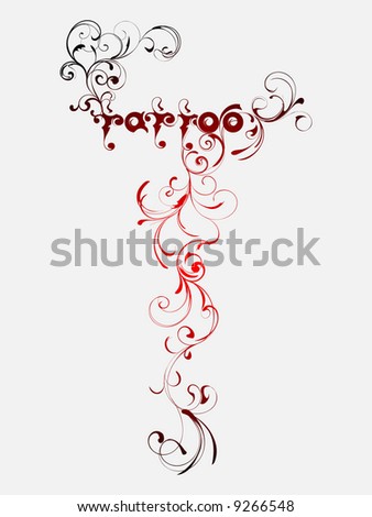 stock vector vector text tattoo with floral pattern on white background