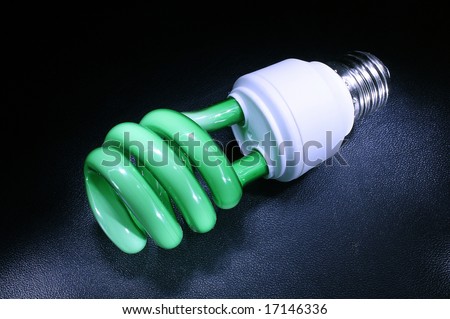 background with green energy-efficient electric bulb