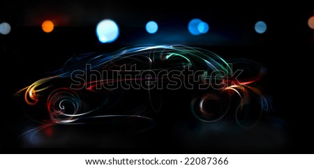 abstract illustration of night speed auto car