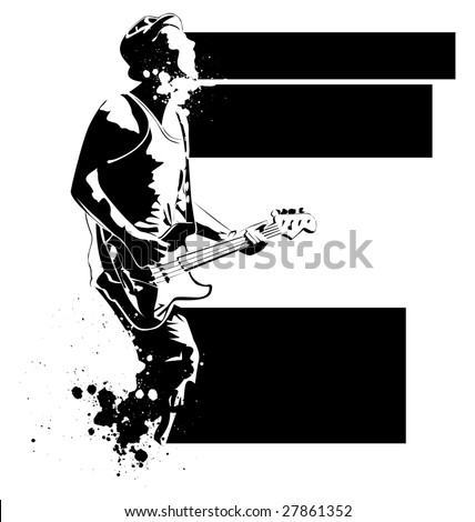 Vector Guitar Black Player On A White Background - 27861352 : Shutterstock