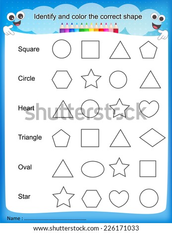 Identify and color the correct shape colorful printable kids worksheet for pre school/ kindergarten kids