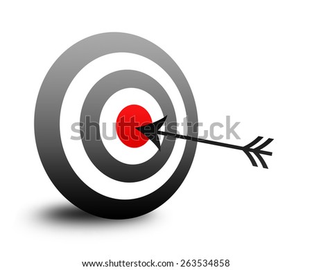 Isolated black bull\'s eye target and arrow illustration / clip art isolated on white background