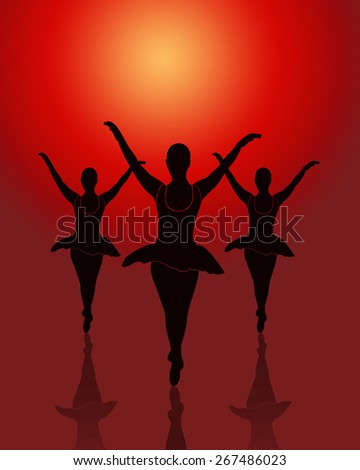 Illustration of a group of Ballet dancers performing on the floor