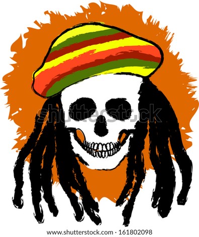 Dreadlocks skull with rastacap EPS 10 Dreadlocks skull with rastacap EPS 10