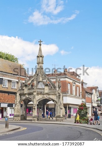 SALISBURY, ENGLAND - AUGUST 26, 2012: Street in the center of the city