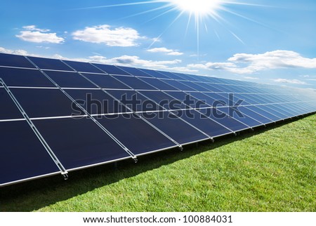 solar panels perspective in a sunny day