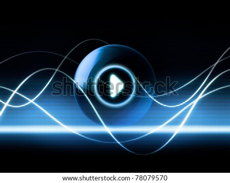 music sound abstract concept showing audio waves propagation and play button icon