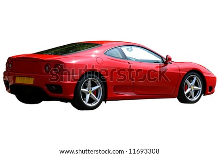 stock photo red ferrari 360 modena on white background with clipping path