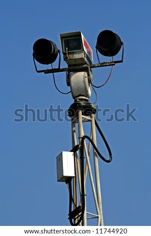 day and night security camera on top of pole
