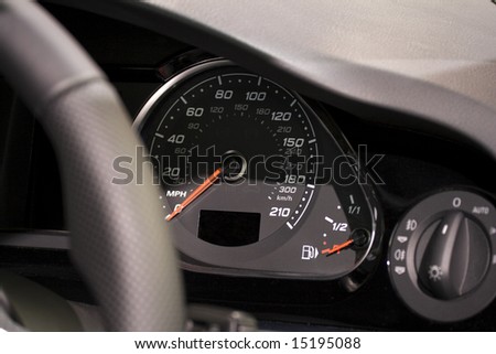modern dashboard on super fast performance car