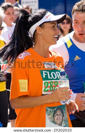 LONDON - APRIL 26: Katie Price akak Jordan running in London marathon April 26, 2009 in London, England.