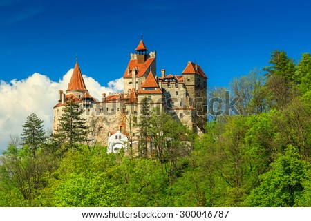 Bran castle and summer landscape,Transylvania,Romania