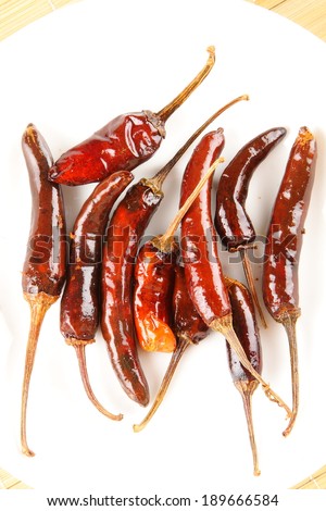 Dried and fried hot red chilli pepper,a popular side dish for South Indian meal.