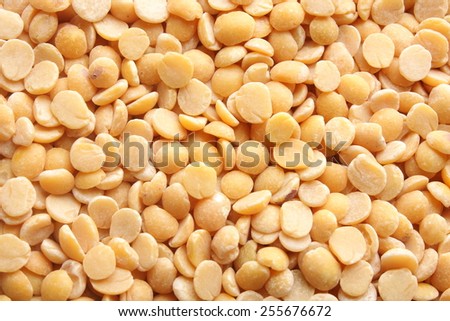 Closeup of organic ,unpolished Toor dal, famous Indian legume also called yellow Pigeon peas.Selective focus.