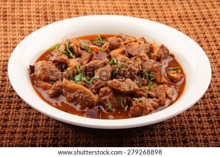 Bowl of lamb curry.