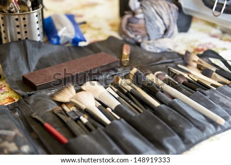 A set of tools used by makeup artists