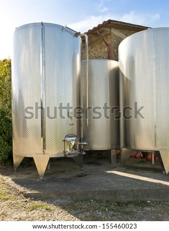 Steel vats for wine-making in tuscany, italy