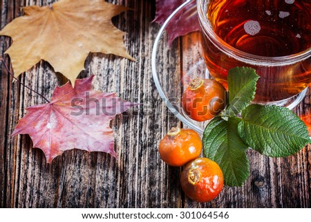 Tea with rosehip . Mineral berries in autumn and winter . Wellness warming drink . environmentally friendly product. traditional medicine .
