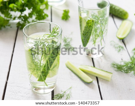 Fresh cucumber water with dill