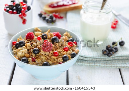 Muesli With Berries And Milk