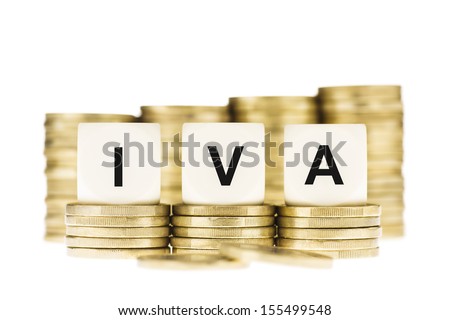 IVA (Spanish Value Added Tax) on Gold Coins Isolated on White