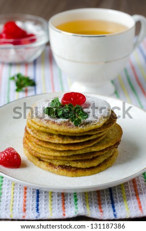 Pancakes with dried cherries