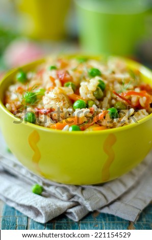 Pilaf with chicken and vegetables