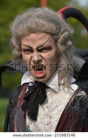 Handsome male vampire seen at the elf fantasy fair Elfia in Arcen, Netherlands on the 20th of September 2014.