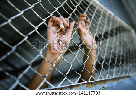 Hands of the prisoner in jail (image toned)