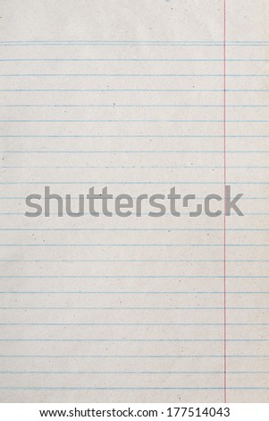 Vintage lined paper or notebook paper texture with right margin