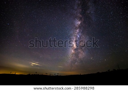 Milky way galaxy over night sky in Thailand