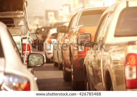 Traffic jams in the city - rush hour