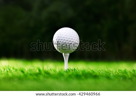 Golf ball on tee ready to be shot