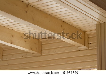 The design of the wooden beams on the ceiling of a new home.