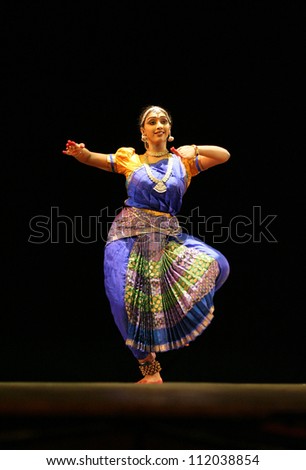 HYDERABAD,AP,INDIA-SEPTEMBER 04:Vaishnavi Sainath performs Bharatanatyam dance navarasas, presentation of nine emotions of human at ravindra bharathi on September 04,2012 in Hyderabad,Ap,India.