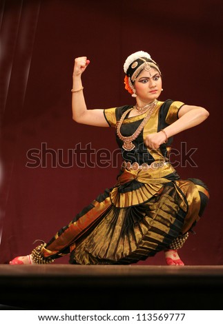 HYDERABAD,AP,INDIA-JUNE 05:Eshita Jayaswal performs Bharatanatyam dance at ravindra bharati on June 05,2012 in Hyderabad,Ap,India. A popular classical dance form of Tamil Nadu,India.
