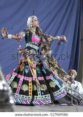 HYDERABAD,AP,INDIA-OCTOBER 23:Bhutte Khan Manganiar Group perform Rajasthani Folk music and dance at an event by SPIC MACAY and ICCR for folklore promotion  on October23,2012 in Hyderabad,India.