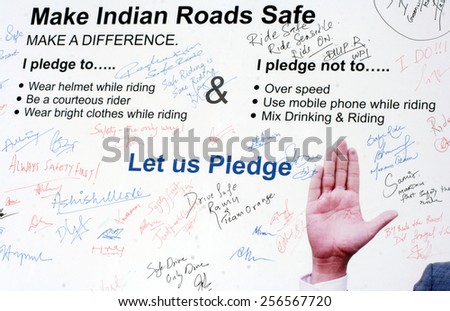 HYDERABAD,AP,INDIA-january 1,2000:Signature Campaign for road safety during Auto show on January 1,2000 in Hyderabad,India.