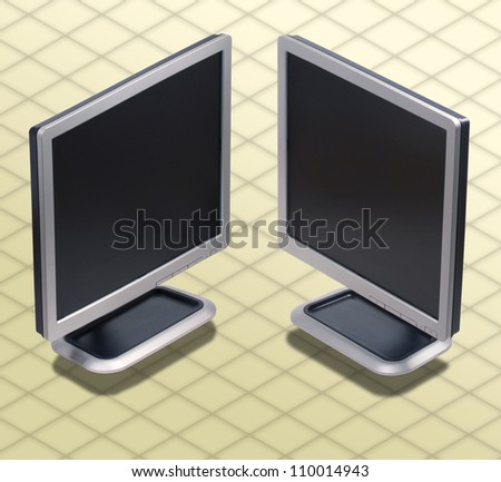 Isometric Photograph - Set of two position LCD monitor - All my ISO shots are modular and you can use them mixing together having the same angle of prospective