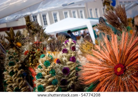 VILNIUS, LITHUANIA - MARCH 4: Palms are symbolic wares in annual traditional crafts fair - Kaziuko fair on Mar 4, 2005 in Vilnius, Lithuania
